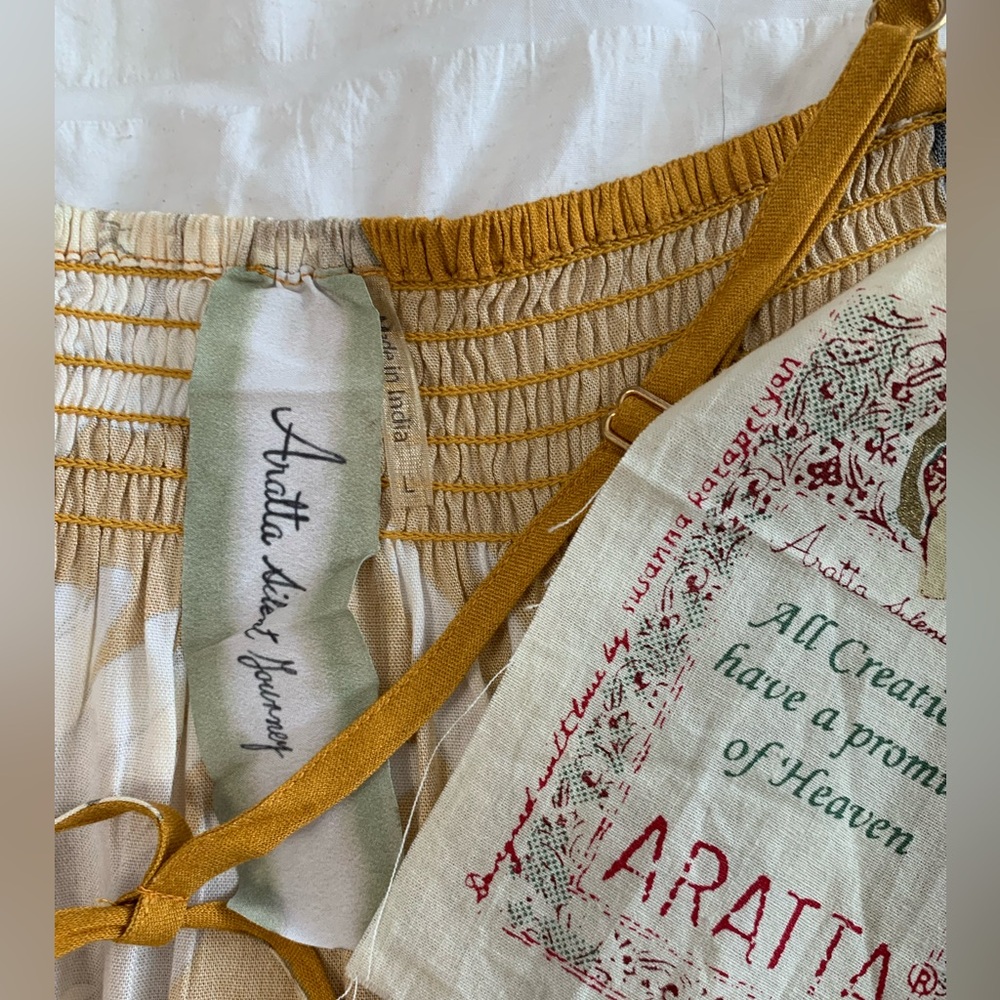 NWT ARATTA Mustard Cranes of Heaven Maxi Dress - Picture 8 of 16